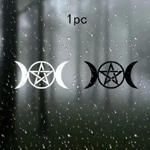 Triple Moon Symbol Vinyl Sticker V1 Goddess Wiccan Pentagram Cut-Out Decal, Durable Adhesive Material for Car Door Window Laptop Luggage Furniture Bumper