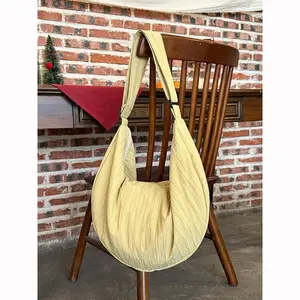 Korean Style Cotton Linen Texture Dumpling Bag New Lazy Style Casual Versatile Tote Bag Large Capacity Shoulder Crossbody Bag