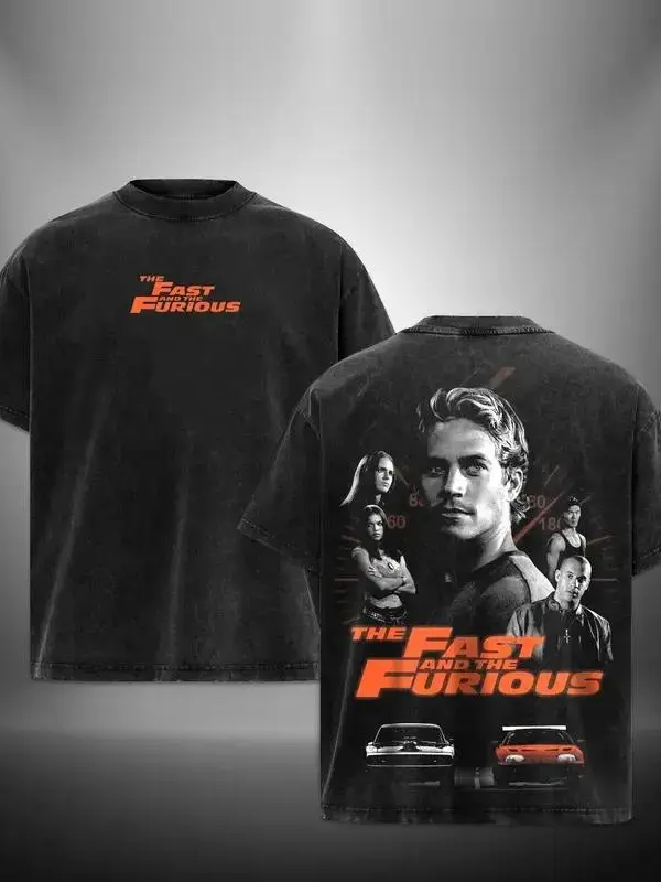 Men's Seamless Breathable Shortsleeve The Fast and the Furious Retro Vintage Graphic Tee - Classic Cotton Drape Streetwear T-Shirt, Movie Fan Designer Top, Perfect Day Gift for Him, Casual, Menswear, Gifts For Him, Vintage Graphic Tees, Cold Wash, Fast An