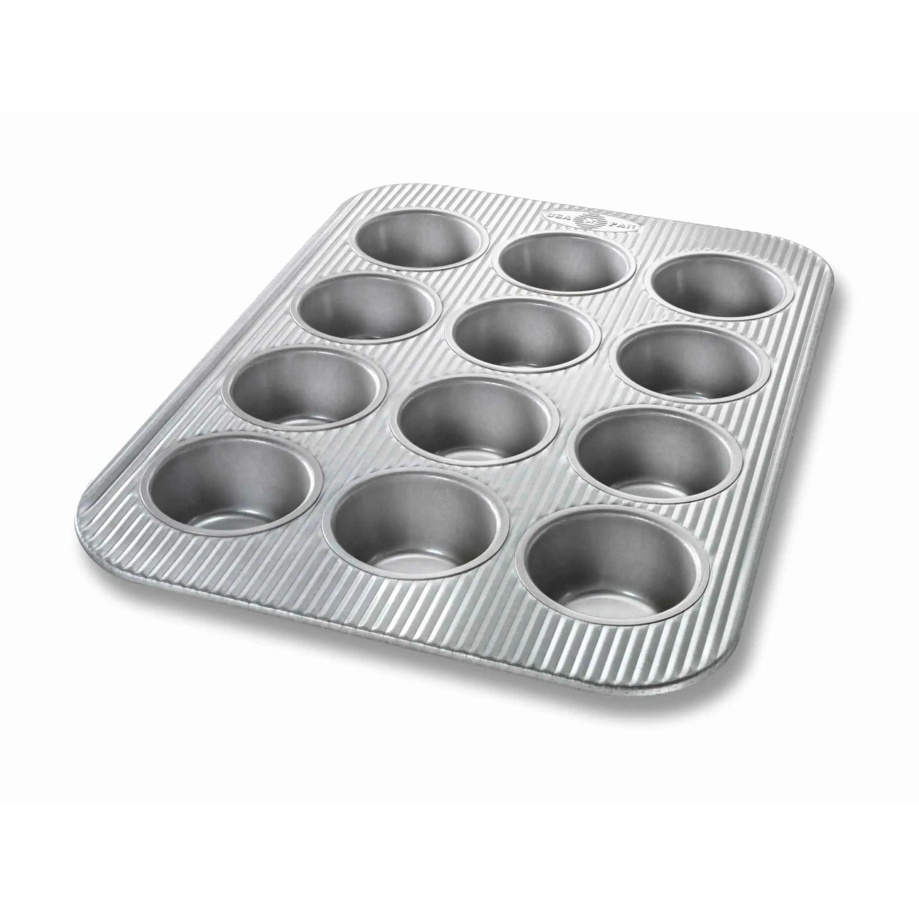 USA Pan 12-Cup Nonstick Textured Baking Tin, FDA-Safe Kitchen Bakeware for Muffin Preparation