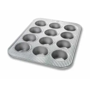 USA Pan 12-Cup Nonstick Textured Baking Tin - FDA-Safe Kitchen Bakeware for Muffin Baking