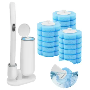 Disposable Toilet Brush with Cleaner Refills, Bathroom Bowl Wand Holder Set for Sink Bathtub Wash Basin Mop Pool Home Goods Cleaning