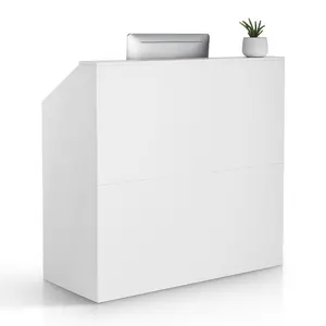 VEVOR Reception Desk, 46 Inch Rectangular Front Counter Table, Office Reception Desk, Retail Counter and Front Reception Counter, for Checkout, Lobby, Beauty Salon and Office, White