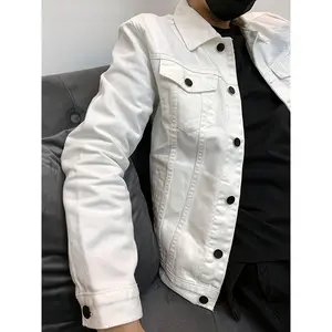 Men's Slim Fit Lightweight Non-Stretch Denim Jacket - Classic Button Front Cardigan, Chest Pocket, Beige/Black/White - Casual Daily and Formal Workwear