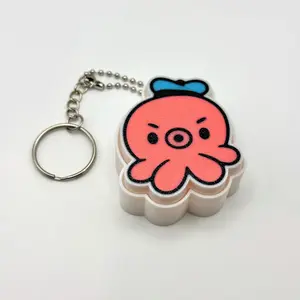3D Printed Grumpy Octopus Clicker Keychain, Cute Mini Fidget Bag Charm Funny Quirky Mood Gift