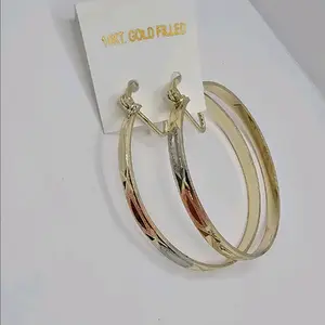 hoops fashion style maybe varies depending on stock  style three colors #2 Medium zise Gold-plated
