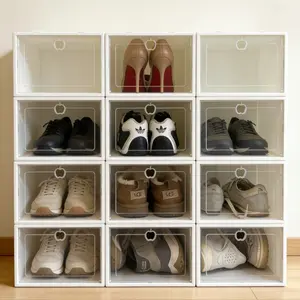 12PCS Large Transparent Shoe Box Shoe Storage Box Dustproof Stackable Shoe Organizer Space-saving Foldable Shoes for Closets Sneaker Container Storage Box Find Shoe Storage Box in One Second Household New Year New Year Shoe Storage Box