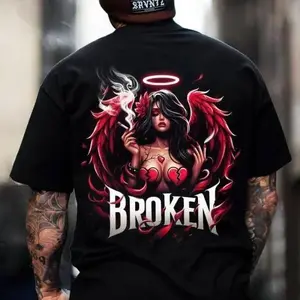 BROKEN Heartbreak Fallen Angel Tshirt, Hoodie, Sweatshirt, Aesthetic Tatoo Outfits, Streetwear Style, Retro Vintage Y2k Men Graphic Tees, tattoo,  Hoodie, Sweatshirt
