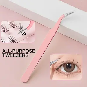 1pc Stainless Steel Eyelash Extension Tweezers Eyelash Curler Eyelash Clip Tool Suitable Any Scene