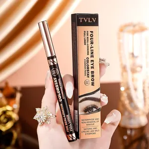 Four-Stroke Eyebrow Pencil Dual Purpose, Natural Wild Brow, Liquid Texture Smooth Non-Sticky Soft Tip, Long-Lasting Waterproof Sweatproof, Eyebrow Makeup Products, Cosmetic Product