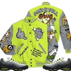 Max 95 OG Big Bubble Neon Outfits Varsity Jacket, Money Paid In Full Unisex T-Shirts To Match Sneakers, Streetwear Style Urban