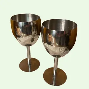 The Vintage Kitty Arizona Pair of Stainless Steel Chalices | 3” Wide, 5.5” Tall | Vintage Cocktail & Barware