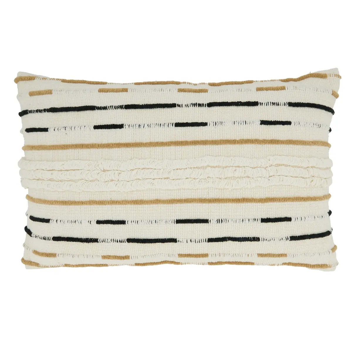 Saro Lifestyle 2202.I1422BC 100 Percent Cotton Oblong Cushion Cover - 14x22 in., Textured Touch, Corded Design, Ivory, Machine Washable, for Living Room Decor, Home Décor, All Seasons