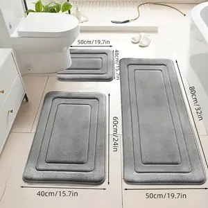 3-Pack Ultra Absorbent Bath Mats | Non-Slip Bathroom Rugs, Soft and Comfortable Polyester, Rectangle Shape, Machine Made, Universal Holiday Use