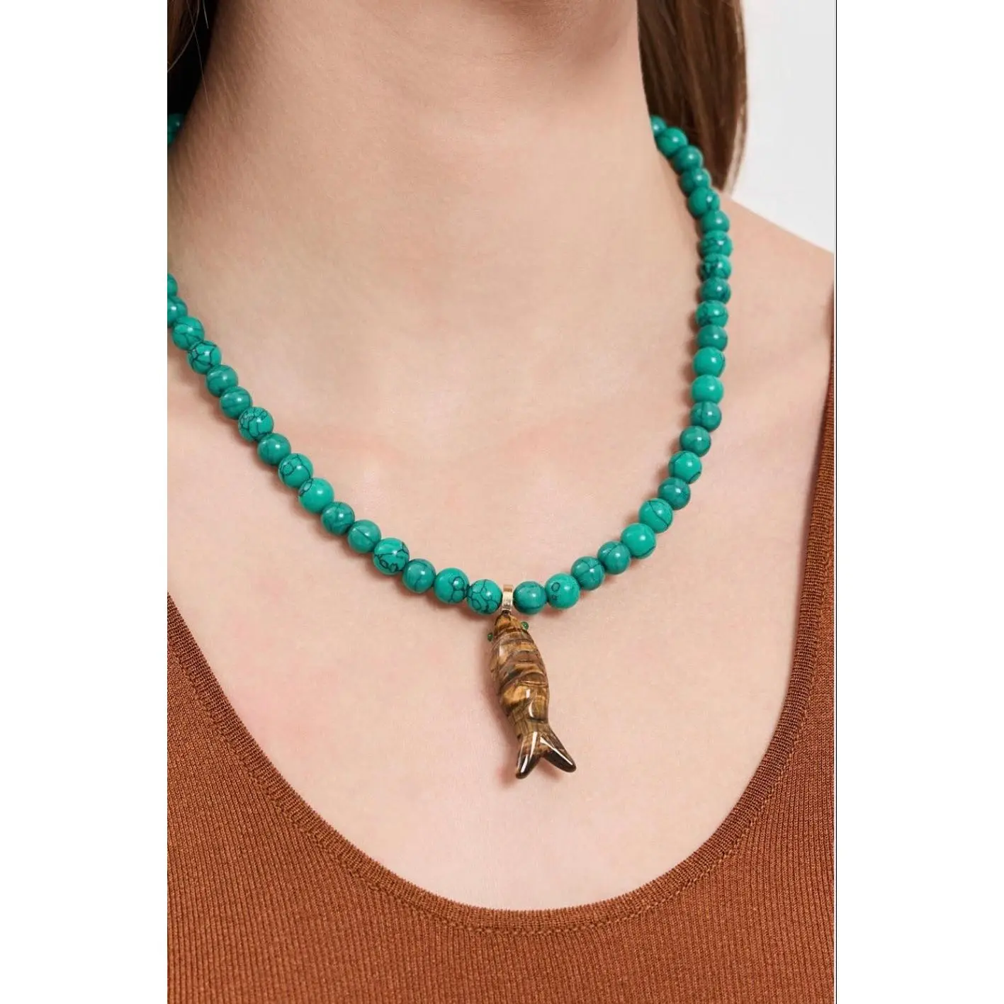 FISH OUT OF WATER NECKLACE TURQ