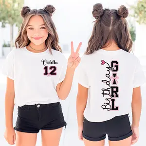 Personalized 12th Birthday Youth Shirt, Custom Name Birthday Tee, Pink And Black Coquette Bow Outfit, Statement Pieces, Classic Cotton, Comfort Top