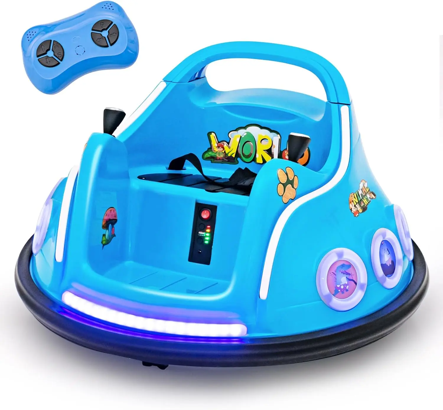 Costzon 12V Battery-Powered Plastic Bumper Car Ride-On Toy for 3-4 Years Old Kids, 1.25 mph Speed, Dual Joysticks, Flashing Lights, Music, 360-Degree Spin, Remote Control, Little Gifts for Girls