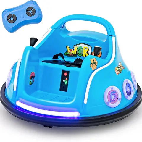 Costzon 12V PP Metal Plastic Bumper Car Ride-On Toy for 3-4 Years Old Kids, 1.25 mph Speed, Dual Joysticks, Flashing Lights, Music, 360-Degree Spin, Remote Control, Exciting Little Gifts (Yes, for Girls), 12 V Gift Season BlackFriday Friends Giving