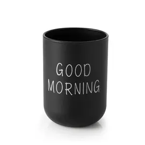Good Morning Letter Pattern Toothbrush Holder, 1 Count Durable Plastic Toothbrush Cup, Cute Simple Toothbrush Holder, Toothbrush Organizer for Bathroom Decor, Bathroom Accessory