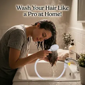 Portable Sink Faucet Shower Head Attachment Hair Washing Pet Bathing Handheld Sprayer Easy Plug Play Bathroom Salon Quality Pet Grooming Tool Home Outdoor Versatile Faucet Nozzle Sink Essentials Dorm Hack Kitchen Hose Extension girl