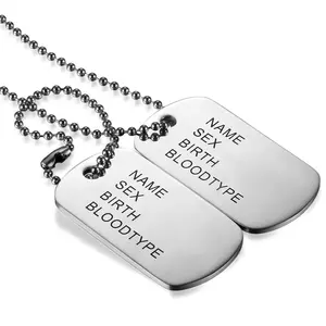 OIDEA Men's Double Dog Tag Stainless Steel Pendant Necklace, 28 Inch Long Chain, Lobster Clasp, Military Inspired Everyday Street Style
