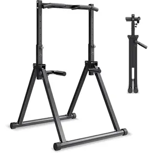 VEVOR Pull Up Bar, 330LBS Capacity Portable Pullup Bar Station, Pullup Bars Free Standing with Triangular Structure Heavy - Duty Steel Tube, 9 Level Height Adjustment Gravity Fitness for Arms, Back