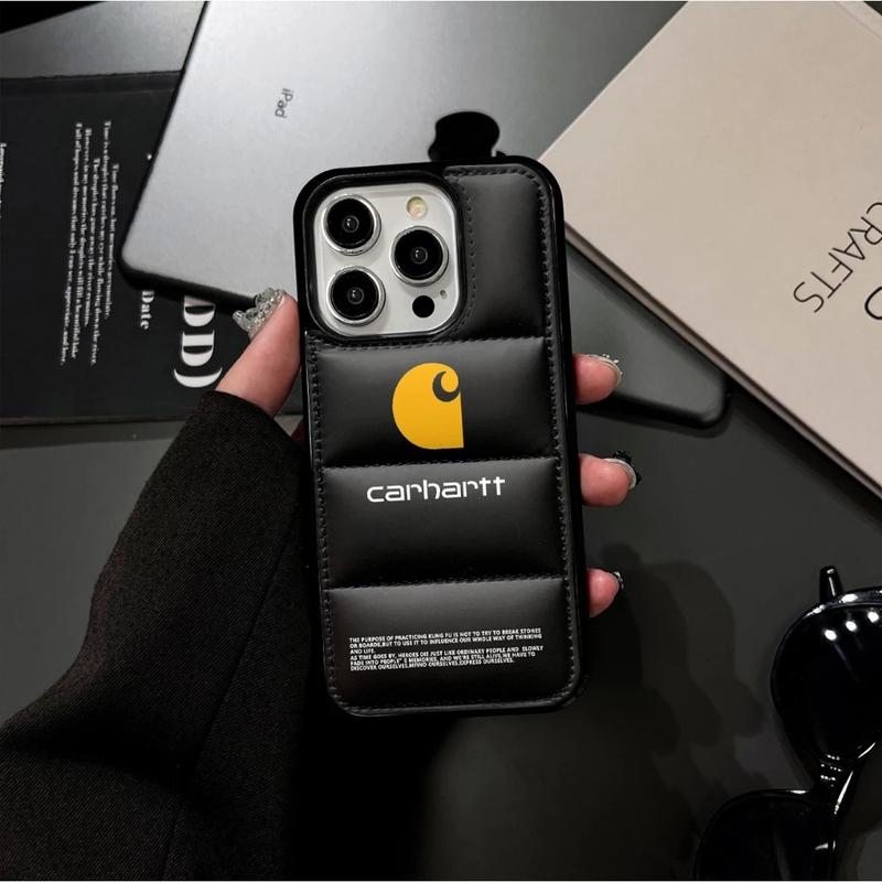 Carhartt Trend Down Jacket Style Phone Case – Shockproof Protective Cover for iPhone 11–16 Pro Max, Stylish Anti-Drop Back Case