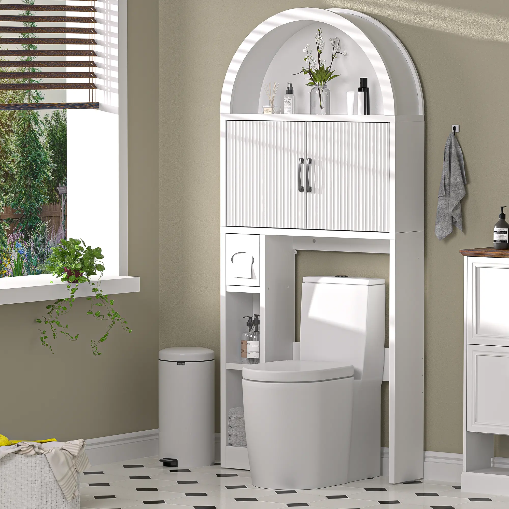 White 30.5"L × 7.7"W × 67.7"H-With tissue holder