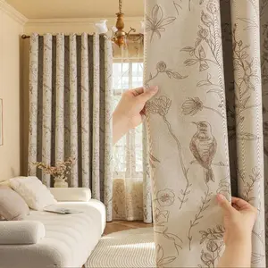 New Floral Bird Curtain, Window Curtain, 100% Light Blocking Dual Layer Composite, Home Insulation for Living Room Bedroom Office Party Daily Decor