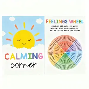 12 Calm Corner Posters for Kids Classroom, Feelings Wheel & Coping Skills Charts, SEL Emotional Regulation Decor for Preschool & Elementary, 11x14 Inch