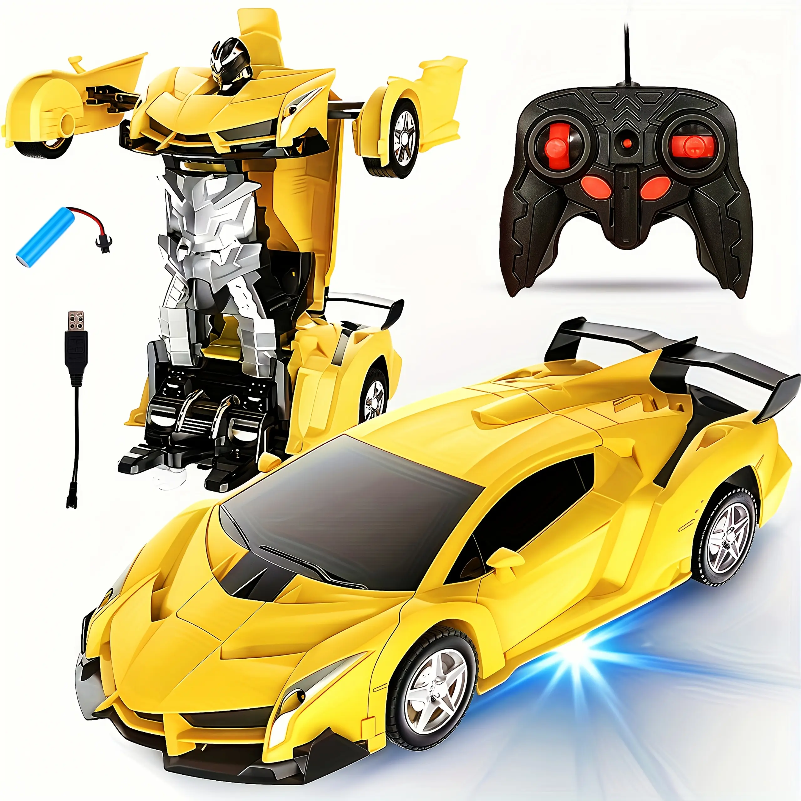 [High-speed Toy Car] High-speed Remote Control Toy Car | One-key Transformation, Rechargeable Lithium Battery, 14 Km/h, With Lights | Suitable As A Gift For Children Over 3+, Perfect For Christmas, Thanksgiving