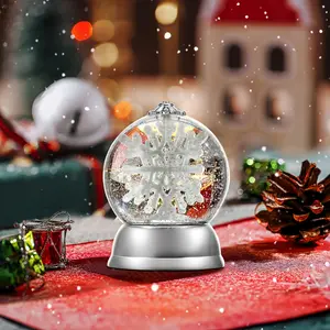 Hikalycoco Christmas Snow Globe Rotating Snowflake Lamp Magical Light Projection Battery Powered Holiday Decor Gift for Winter Wonderland Home Ornament