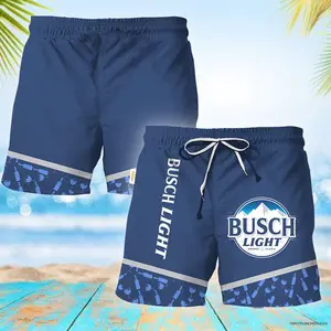 Busch Light Bottle Pattern Swim Trunks, Hawaiian Shorts For Men Dad Friend, Trending Shorts