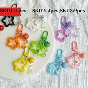Cute Star Shape Keychain Set, 1/4/9pcs Cute Bell Design, Perfect for Bags, Phones, DIY Jewelry Accessories, Durable Plastic Material, Trendy Cute Keychain, Stylish Keychain