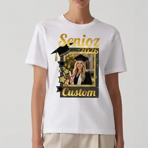 Carpesun Custom Photo Senior 2026 Custom Name Shirt Class Of 2026 Graduation T-Shirt, Personalized Senior Shirt, Back Bow Design, High School Shirt