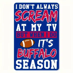 [Football Themed Home Decor Plaque] Room Decor 1 count Buffalo Football Themed Metal Sign, 8x12 Inch, Wall Hanging Decorative Plaque, Aluminum, Ideal For Home, Bar, Cafe, Garage, Office Decor, Sports Fan Artwork