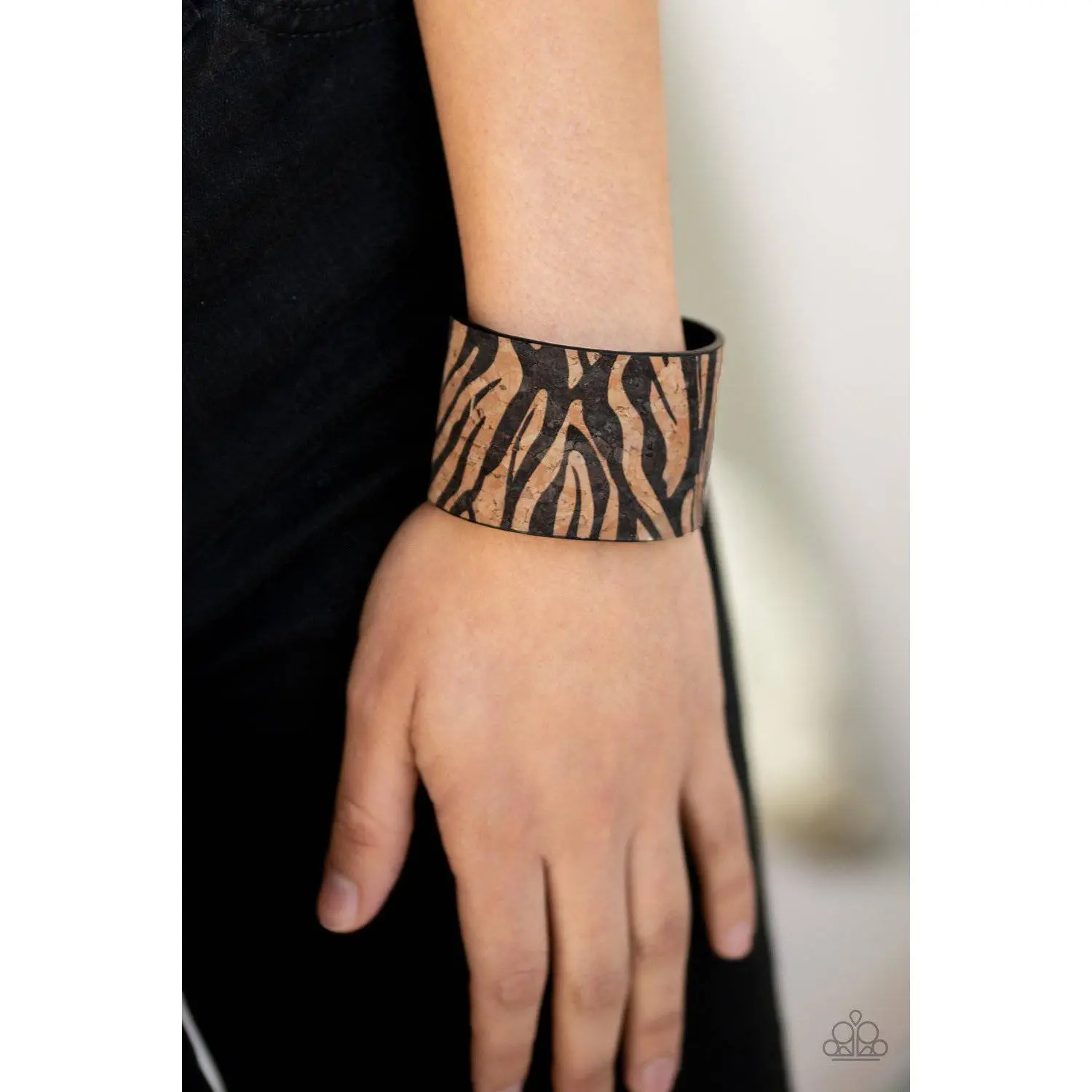 Zebra Zone - Black Zebra Cuff Bracelet- Paparazzi Accessories