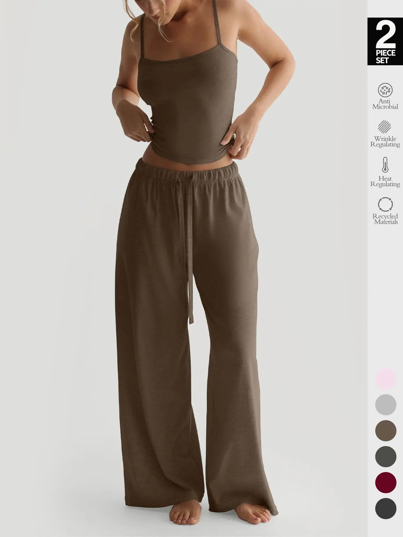 Women's Cami Top & Wide Leg Pants Solid Color Basic Loungewear, Lady Minimalist Casual Comfy Pyjama Set for Women, Women's Sleepwear for Summer, Homew