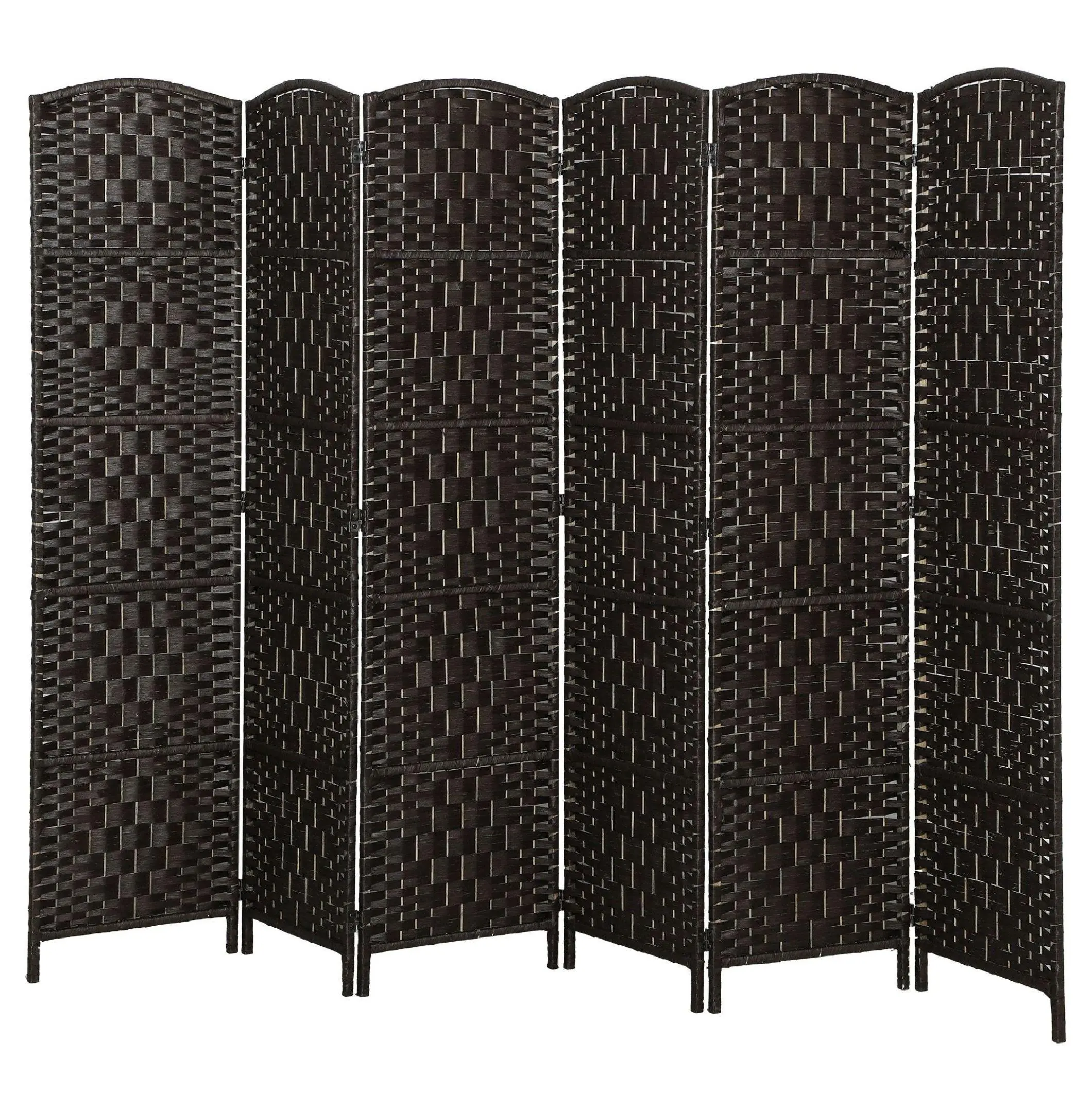 Room Divider 6 Panel, 6FT Tall Folding Privacy Screen, Wicker Partition for Bedroom, Coffee Default Title