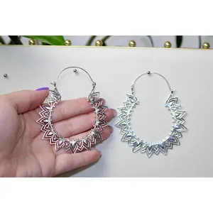 Silver Brass Ear Weights for Stretched Ears | Handmade Tribal Mandala Jewelry | Indian Style Gauges