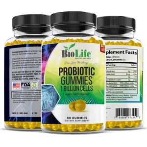 Biolife 1 Billion CFU Lactobacillus Salivarius & Paracasei Probiotic Gummies for Women and Men - Oral & Digestive Gut Health and Immune Support Supplement - 60 Gummy Count