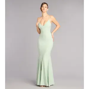 Payton Floral Jacquard Lace-Up Mermaid Dress