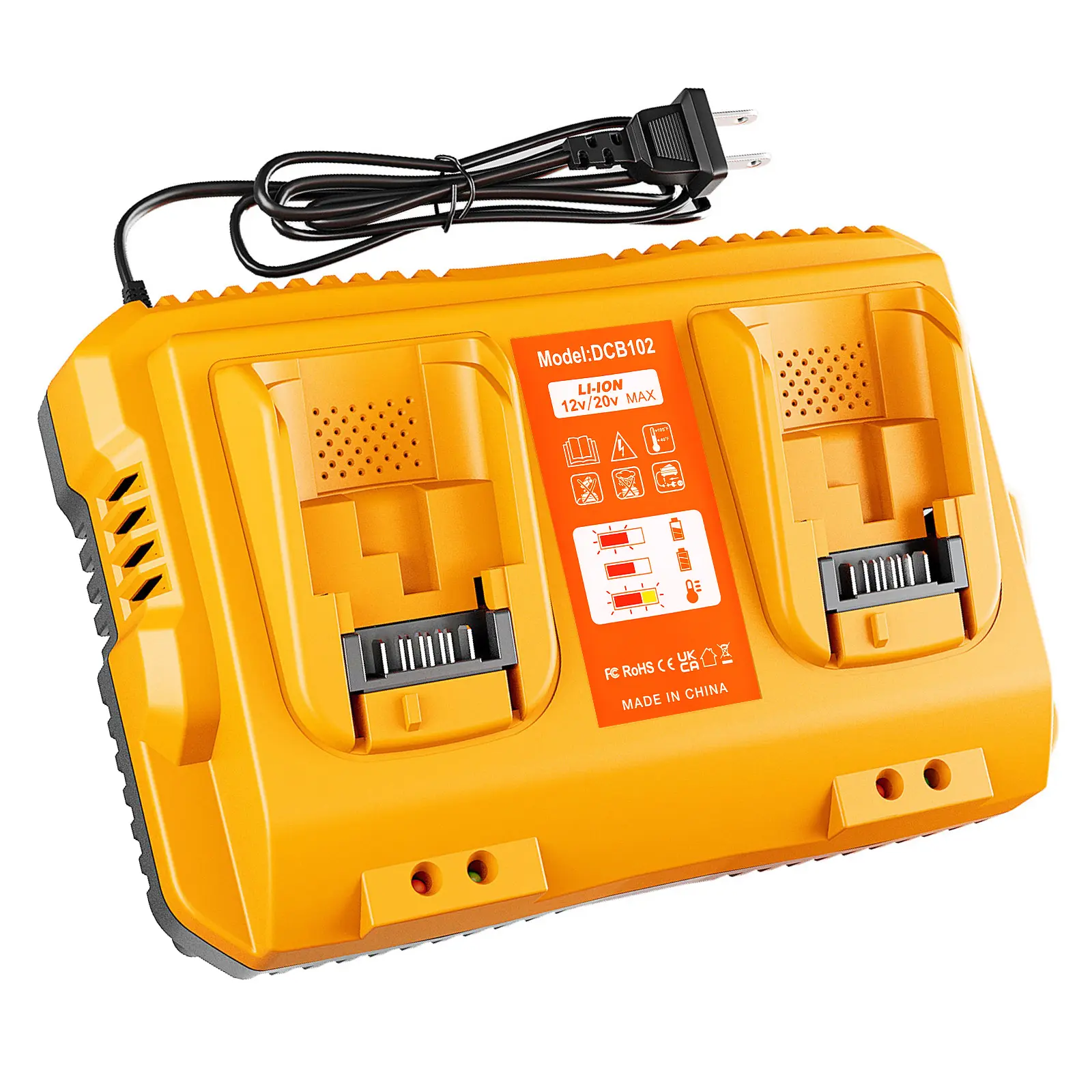 Amityke Upgraded Battery Replacement DCB102 Charger Station for Dewalt Power Tools, 12V/20V Max Rechargeable Battery Compatible, Overvoltage-Protected