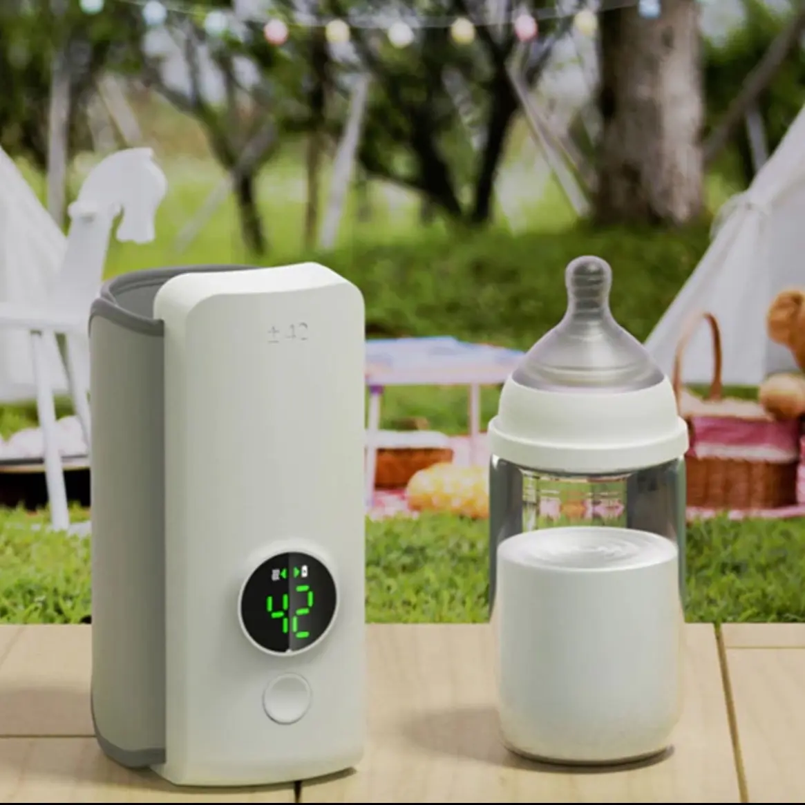 Rechargeable Baby Bottle Warmer 6Levels Temperature Adjustment with Temperature Display Breast Warmer Sleeve Feeding Accesso