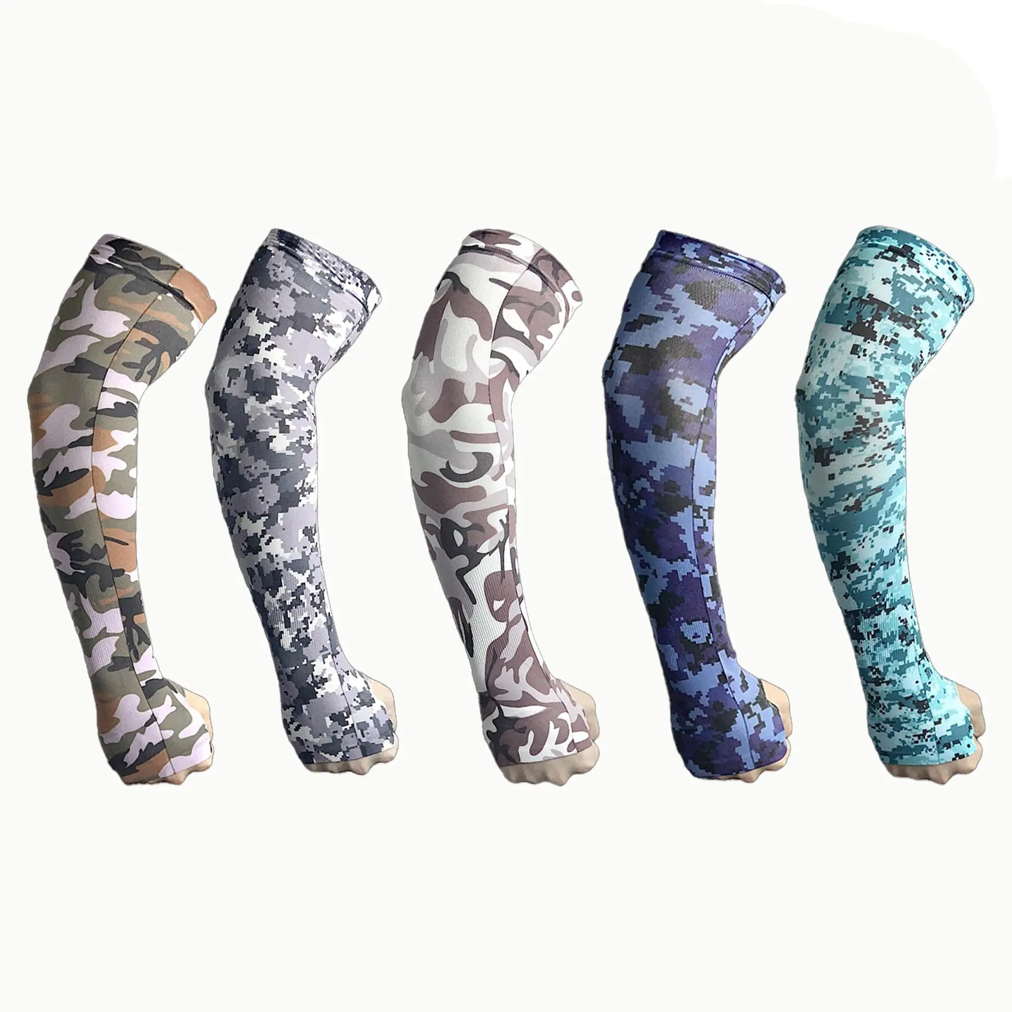 Men’s Nylon Sports Arm Sleeves (5 Pcs), Outdoor Camouflage Sun Protection UV Guard for Summer Hiking, Sports Arm Sleeve