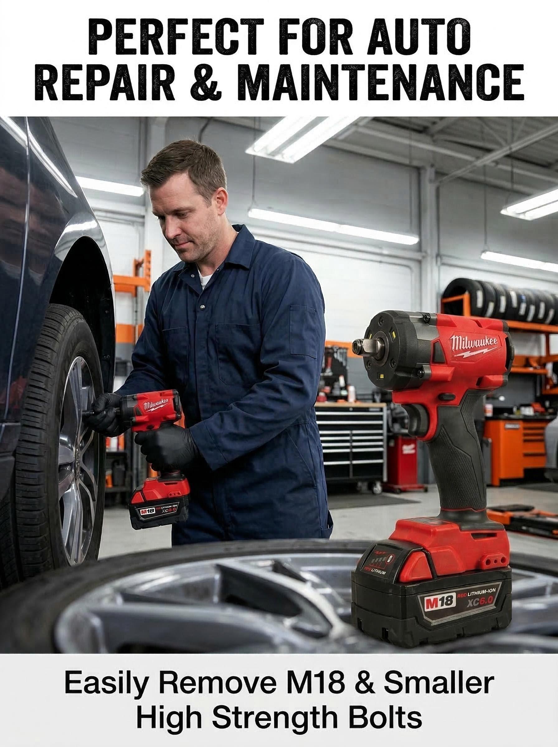 Milwaukee M18 FIW212 18V 1/2 Inch Impact Wrench For Auto Repair And Equipment Maintenance Power Tool 300Nm Torque Four Mode Speed Control