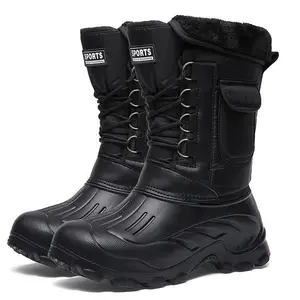 Men's Mid-Calf Warm Snow Boots Faux Fur Lined Winter Shoes Water Resistant Outdoor Winter Boots