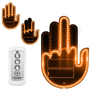 Car Gesture Decorative Lights, Ambient Lighting, Led Gesture Lights for Car Road Rage Led Signs calm road rage, Remote Control Triple Mode Fun Finger Lights. Automotive truck stuff