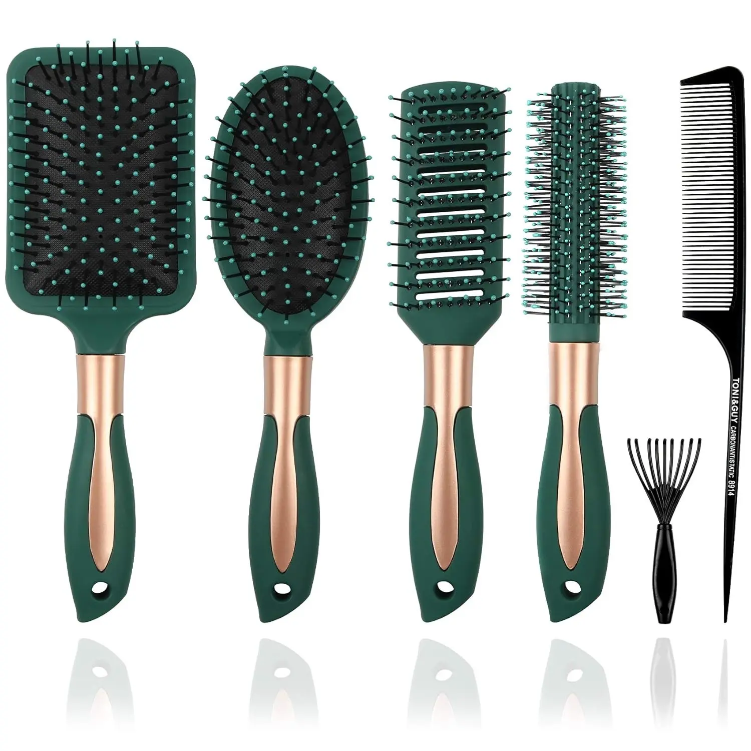 Mens Paddle Hair Brush Comb Set for Women and Men 6 Pcs Wet Hair Brushes for long Hair No Tangle Hair Brush for Curly or Straight Hair,Car Interior Accessories Haircare Gift