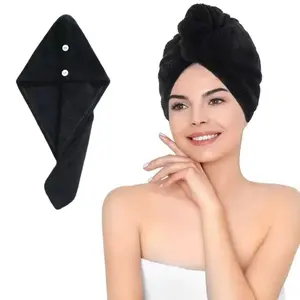 1pc Super Absorbent Microfiber Hair Towels, 320GSM Soft Quick-Dry Hair Drying Cap for Normal Hair, Unscented Curl Enhancing Textured Hair Wrap Turban, Easy Double Button Design for Bathroom Accessories, Absorbent Breathable Towel